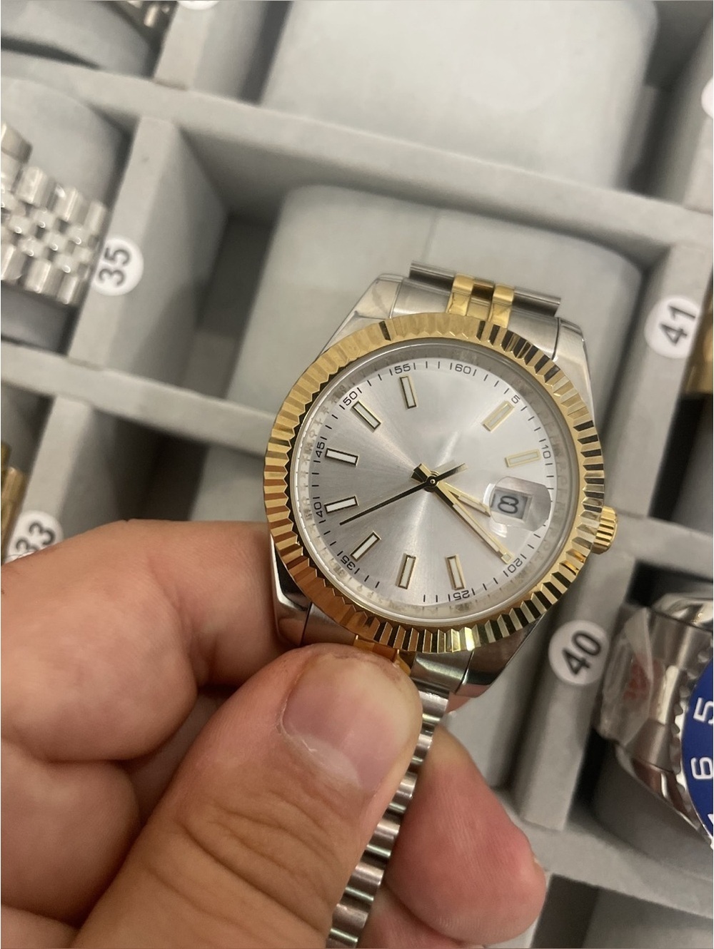 Two-Tone Silver and Gold Men’s Dress Watch 41mm stock 341
